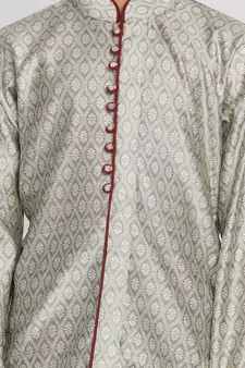 Beige,Grey And Maroon Kurta Pyjama Set