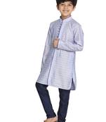  Lavender And Navy Blue Kurta Pyjama Set