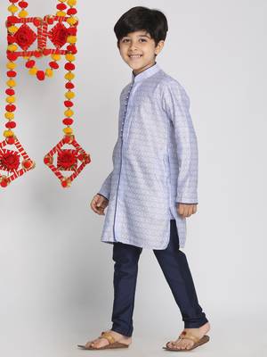  Lavender And Navy Blue Kurta Pyjama Set 3