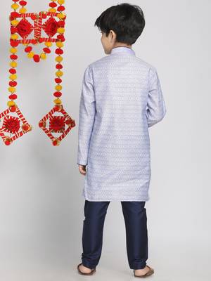  Lavender And Navy Blue Kurta Pyjama Set 4