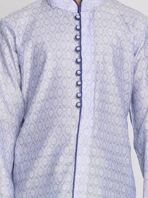  Lavender And Navy Blue Kurta Pyjama Set 5