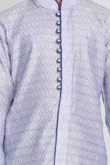  Lavender And Navy Blue Kurta Pyjama Set