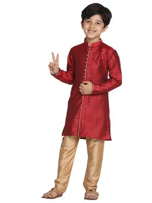  Maroon And Rose Gold Kurta Pyjama Set 1