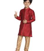  Maroon And Rose Gold Kurta Pyjama Set