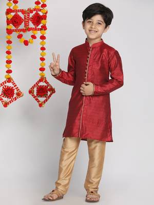  Maroon And Rose Gold Kurta Pyjama Set 2