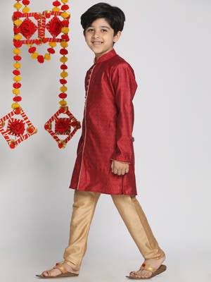  Maroon And Rose Gold Kurta Pyjama Set 3