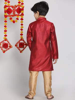  Maroon And Rose Gold Kurta Pyjama Set 4