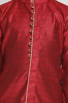  Maroon And Rose Gold Kurta Pyjama Set