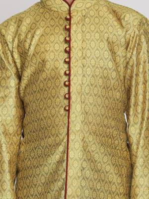  Mustard Yellow And Maroon Kurta Pyjama Set 5