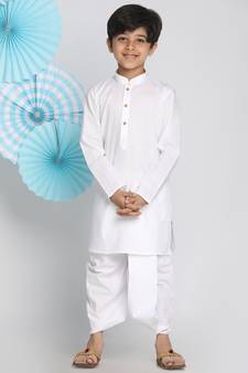 Boys' White Kurta And Dhoti Set