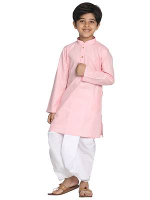 Boys' Pink Kurta And Dhoti Set 1
