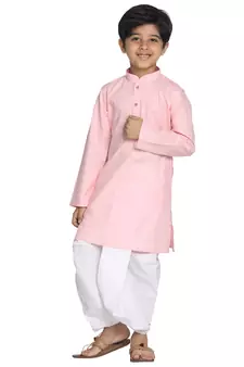 Boys' Pink Kurta And Dhoti Set