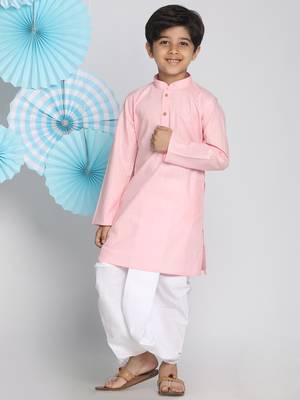 Boys' Pink Kurta And Dhoti Set 2