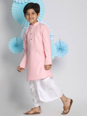 Boys' Pink Kurta And Dhoti Set 3