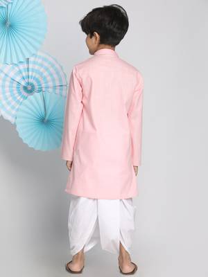 Boys' Pink Kurta And Dhoti Set 4