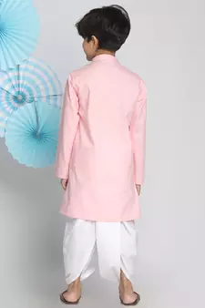 Boys' Pink Kurta And Dhoti Set