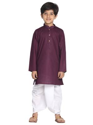 Boys' Purple Kurta And Dhoti Set 1
