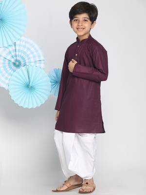 Boys' Purple Kurta And Dhoti Set 3