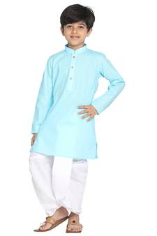 Boys' Aqua Blue Kurta And Dhoti Set