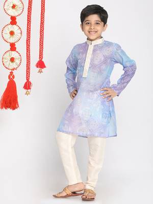  Blue And Cream Kurta Pyjama Set 2