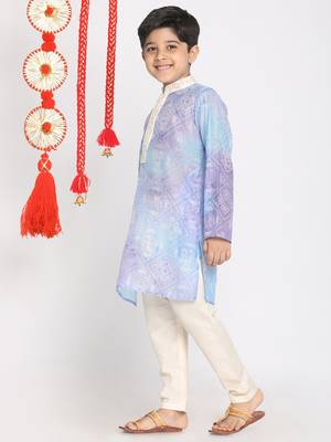  Blue And Cream Kurta Pyjama Set 3