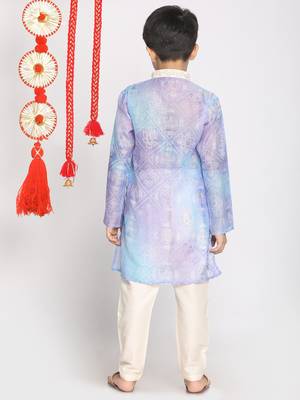  Blue And Cream Kurta Pyjama Set 4