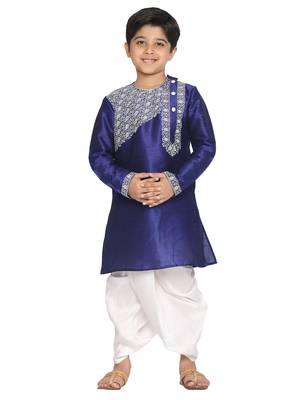 Blue embroidered silk blend -dhoti-kurta 1