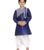 Blue embroidered silk blend -dhoti-kurta