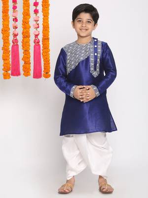 Blue embroidered silk blend -dhoti-kurta 2