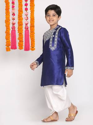Blue embroidered silk blend -dhoti-kurta 3