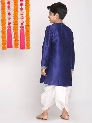 Blue embroidered silk blend -dhoti-kurta 4