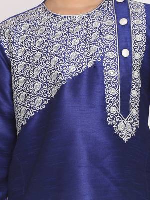 Blue embroidered silk blend -dhoti-kurta 5