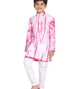  Pink And White Kurta Pyjama Set