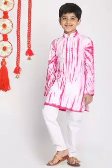  Pink And White Kurta Pyjama Set