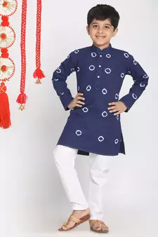  Blue And White Kurta Pyjama Set
