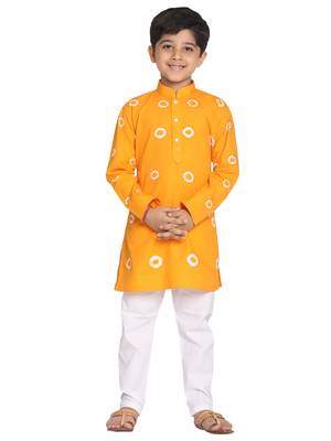  Orange And White Kurta Pyjama Set 1