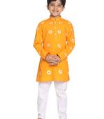  Orange And White Kurta Pyjama Set
