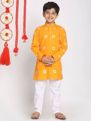  Orange And White Kurta Pyjama Set 2