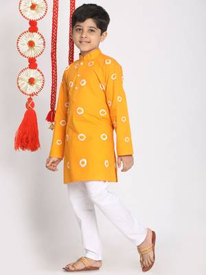  Orange And White Kurta Pyjama Set 3