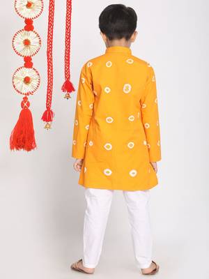  Orange And White Kurta Pyjama Set 4