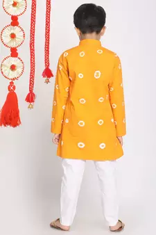  Orange And White Kurta Pyjama Set