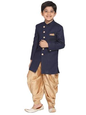  Navy Blue And Rose Gold Indowestern Set 1
