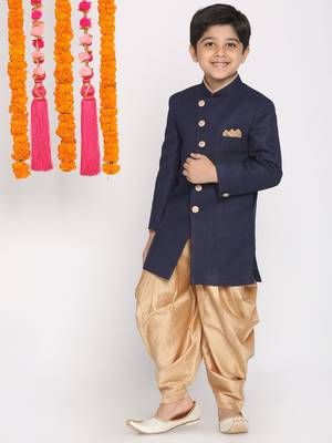  Navy Blue And Rose Gold Indowestern Set 2