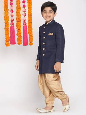  Navy Blue And Rose Gold Indowestern Set 3