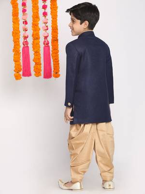  Navy Blue And Rose Gold Indowestern Set 4