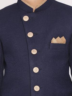  Navy Blue And Rose Gold Indowestern Set 5