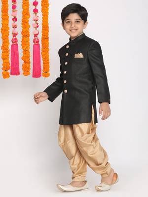  Black And Rose Gold Indowestern Set 3