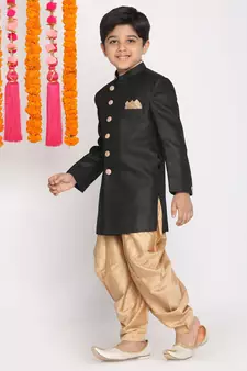  Black And Rose Gold Indowestern Set