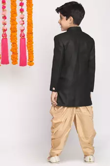  Black And Rose Gold Indowestern Set