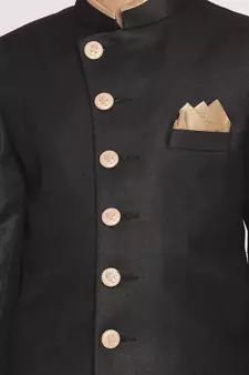  Black And Rose Gold Indowestern Set